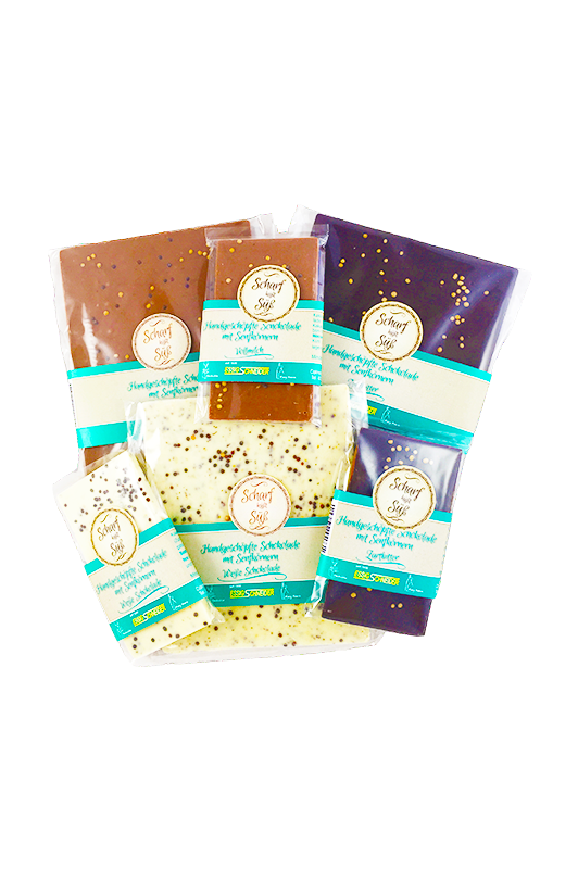 Handgeschöpfte Schokolade mit Senfkörner